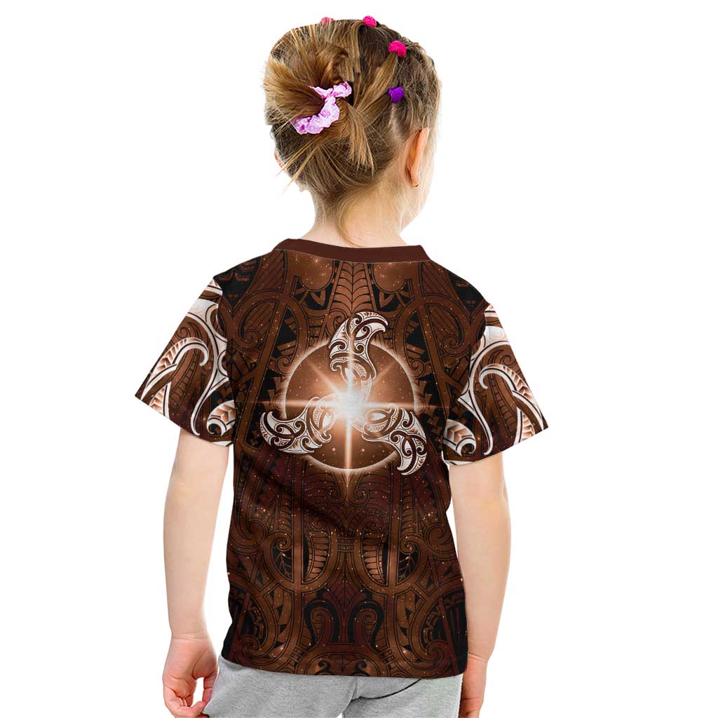 New Zealand Matariki Tupuanuku Kid T Shirt Maori Moko Brown Galaxy LT05 - Polynesian Pride
