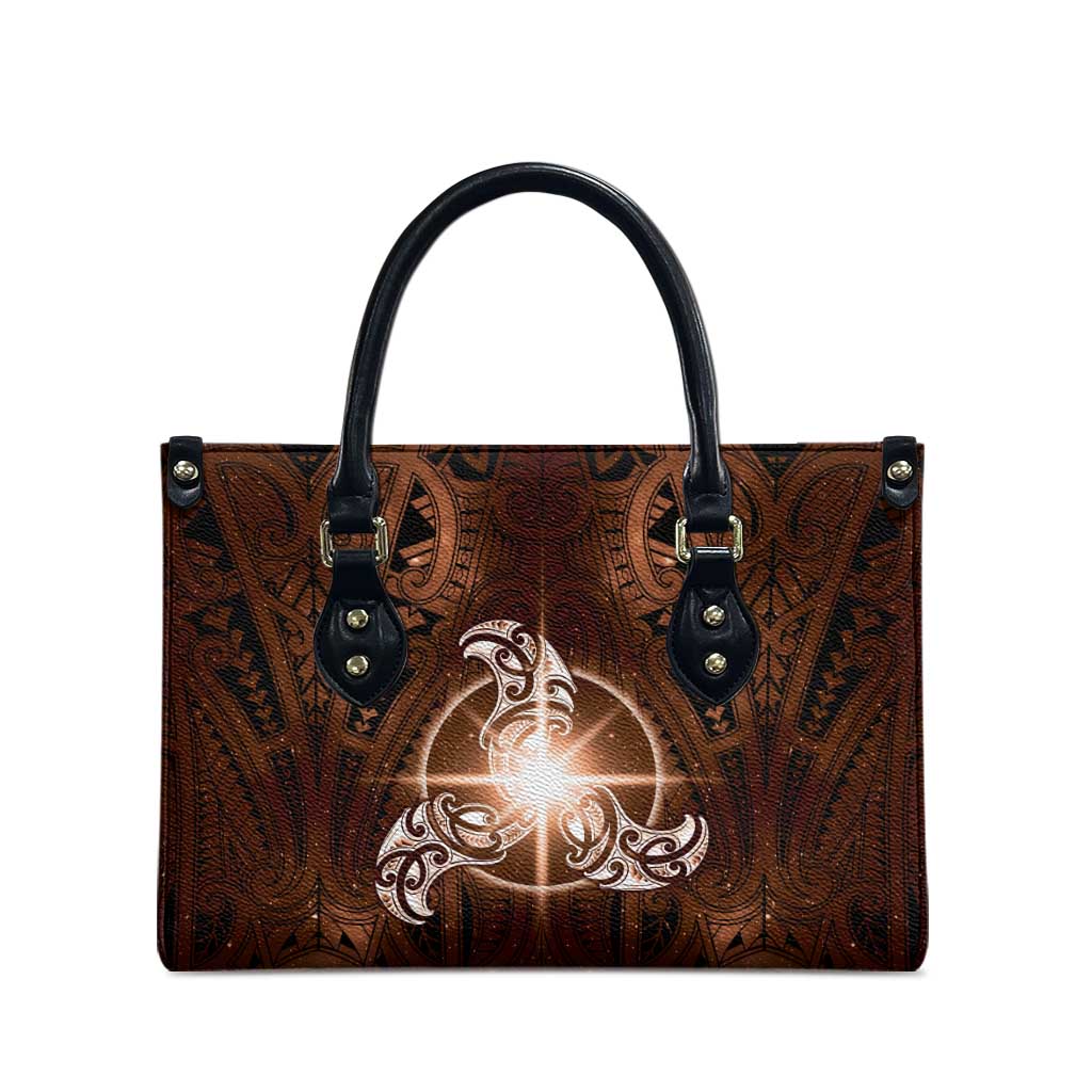 New Zealand Matariki Tupuanuku Leather Bag Maori Moko Brown Galaxy LT05 - Polynesian Pride