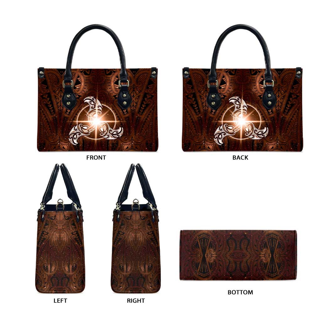 New Zealand Matariki Tupuanuku Leather Bag Maori Moko Brown Galaxy LT05 - Polynesian Pride