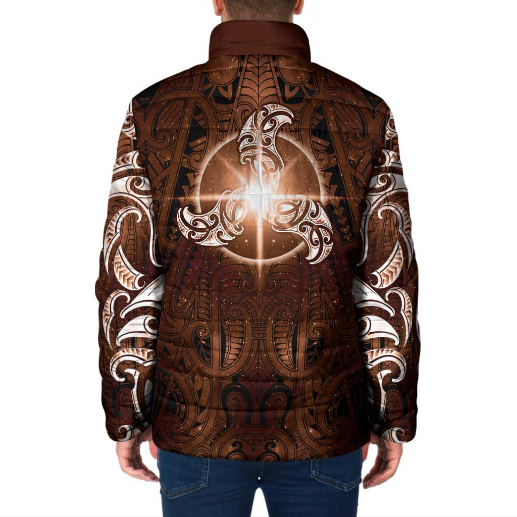 New Zealand Matariki Tupuanuku Padded Jacket Maori Moko Brown Galaxy LT05 - Polynesian Pride