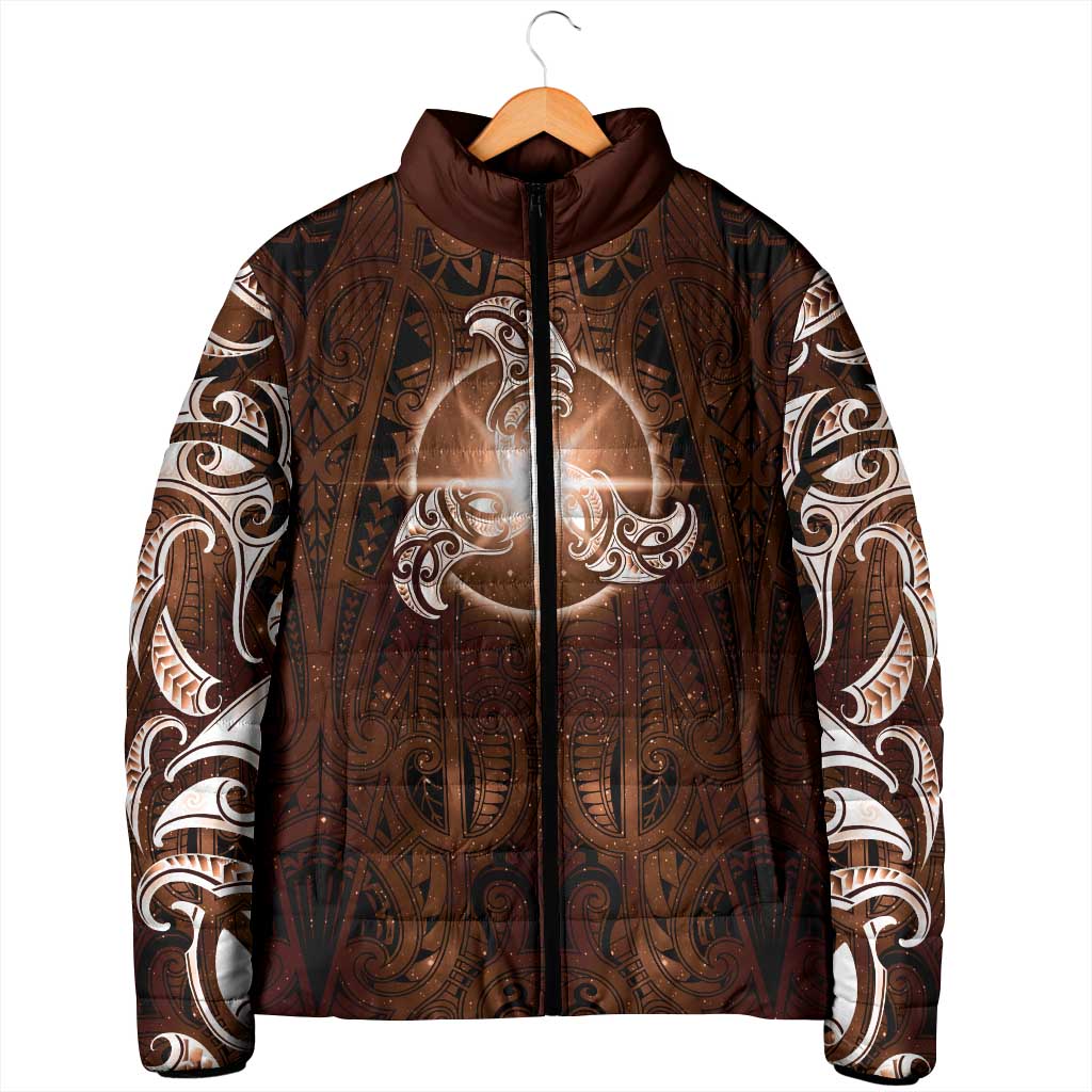 New Zealand Matariki Tupuanuku Padded Jacket Maori Moko Brown Galaxy LT05 - Polynesian Pride