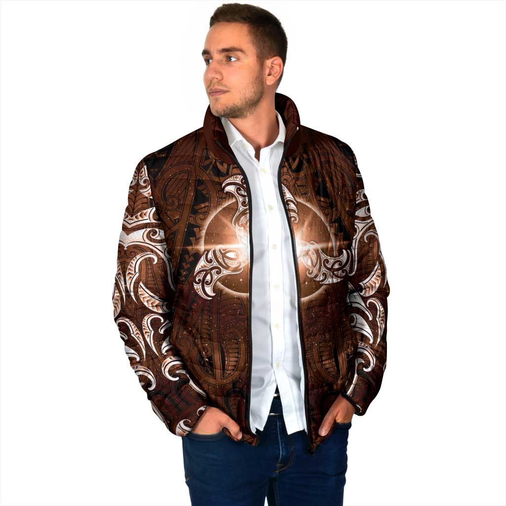 New Zealand Matariki Tupuanuku Padded Jacket Maori Moko Brown Galaxy LT05 - Polynesian Pride