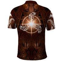 New Zealand Matariki Tupuanuku Polo Shirt Maori Moko Brown Galaxy LT05 - Polynesian Pride