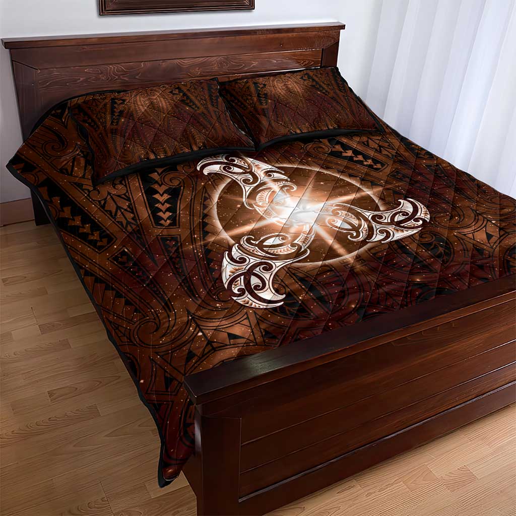 New Zealand Matariki Tupuanuku Quilt Bed Set Maori Moko Brown Galaxy LT05 - Polynesian Pride