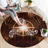New Zealand Matariki Tupuanuku Round Carpet Maori Moko Brown Galaxy LT05 - Polynesian Pride