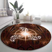 New Zealand Matariki Tupuanuku Round Carpet Maori Moko Brown Galaxy LT05 - Polynesian Pride