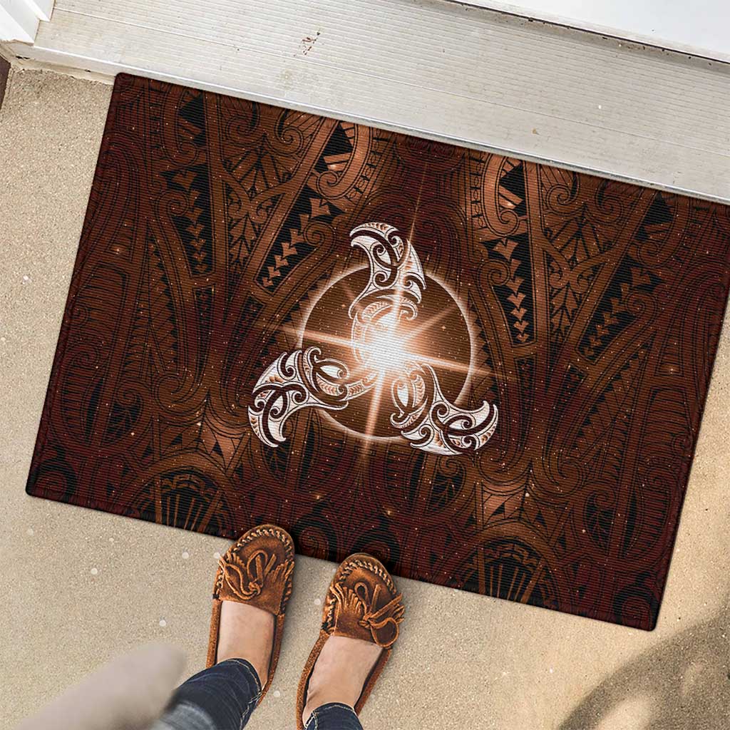New Zealand Matariki Tupuanuku Rubber Doormat Maori Moko Brown Galaxy LT05 - Polynesian Pride