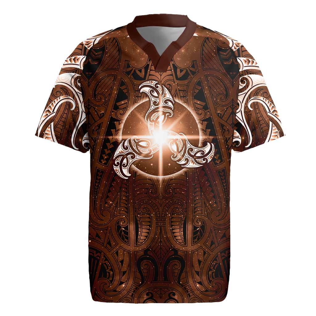 New Zealand Matariki Tupuanuku Rugby Jersey Maori Moko Brown Galaxy LT05 Brown - Polynesian Pride