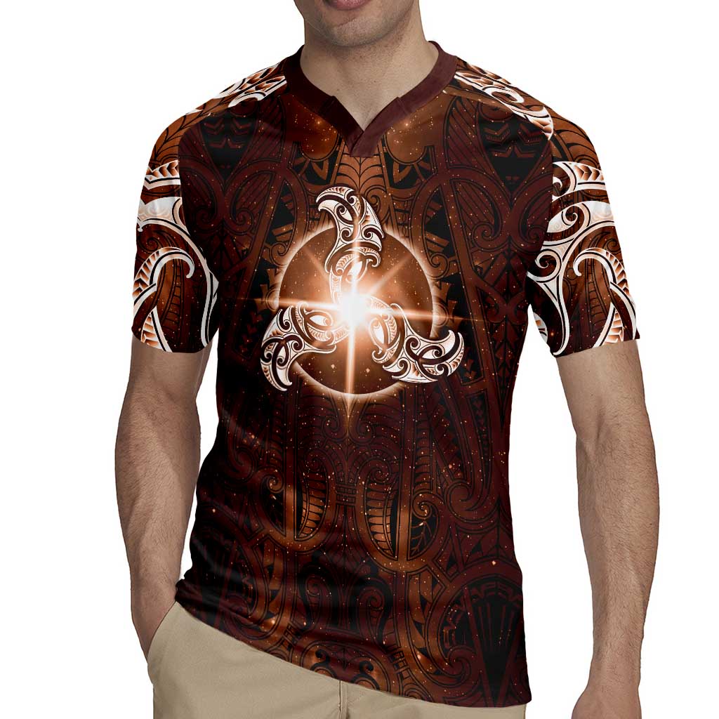 New Zealand Matariki Tupuanuku Rugby Jersey Maori Moko Brown Galaxy LT05 - Polynesian Pride