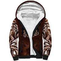 New Zealand Matariki Tupuanuku Sherpa Hoodie Maori Moko Brown Galaxy