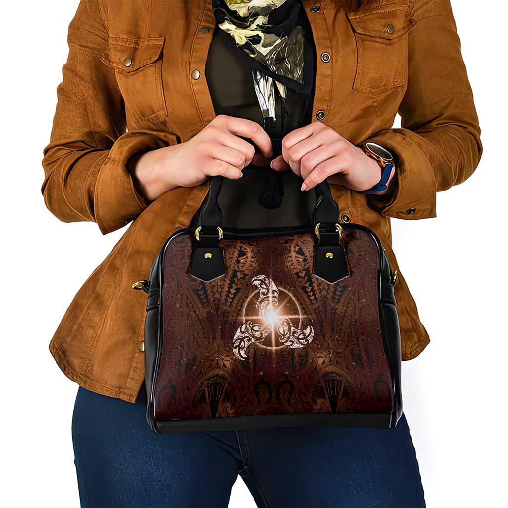 New Zealand Matariki Tupuanuku Shoulder Handbag Maori Moko Brown Galaxy LT05 - Polynesian Pride