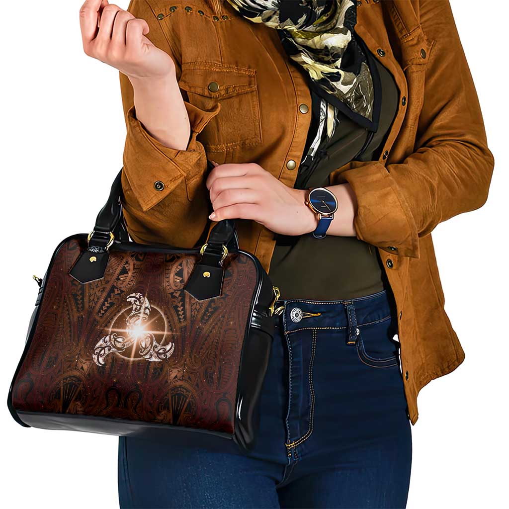 New Zealand Matariki Tupuanuku Shoulder Handbag Maori Moko Brown Galaxy LT05 - Polynesian Pride
