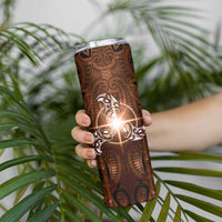 New Zealand Matariki Tupuanuku Skinny Tumbler Maori Moko Brown Galaxy LT05 - Polynesian Pride