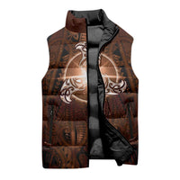 New Zealand Matariki Tupuanuku Sleeveless Puffer Jacket Maori Moko Brown Galaxy LT05 - Polynesian Pride