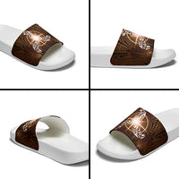 New Zealand Matariki Tupuanuku Slide Sandals Maori Moko Brown Galaxy LT05 - Polynesian Pride