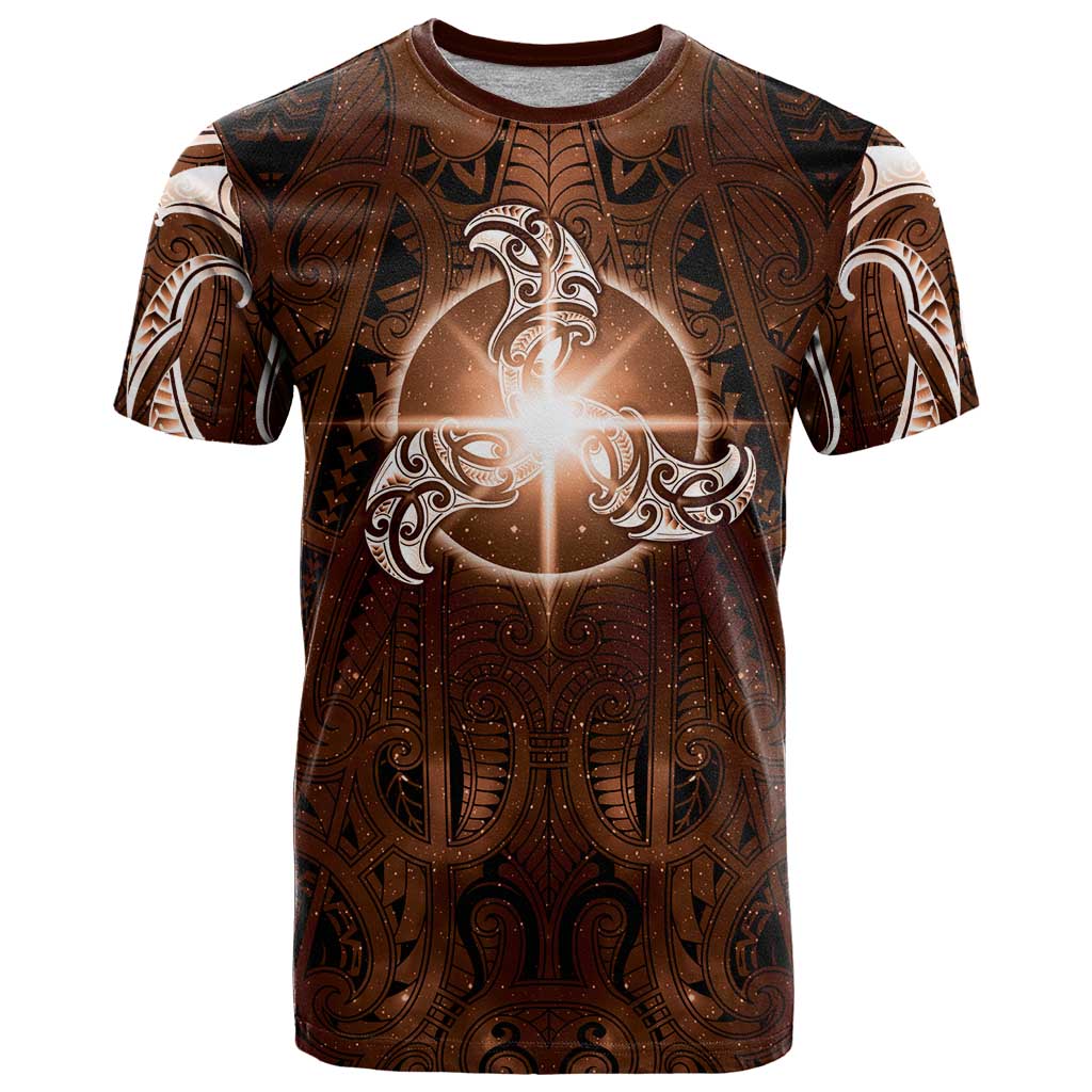 New Zealand Matariki Tupuanuku T Shirt Maori Moko Brown Galaxy