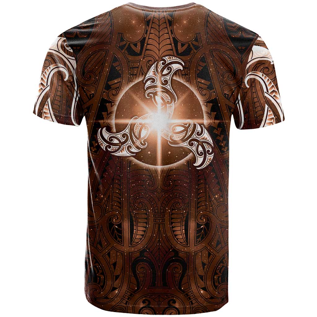 New Zealand Matariki Tupuanuku T Shirt Maori Moko Brown Galaxy LT05 - Polynesian Pride