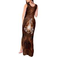 New Zealand Matariki Tupuanuku Tank Maxi Dress Maori Moko Brown Galaxy