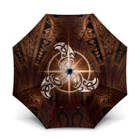 New Zealand Matariki Tupuanuku Umbrella Maori Moko Brown Galaxy LT05 One Size Folded 11.42 inch Opened Diameter 37.4 inch Brown - Polynesian Pride