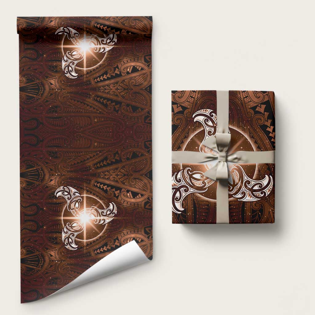 New Zealand Matariki Tupuanuku Wrapping Paper Maori Moko Brown Galaxy LT05 58" × 23" Brown - Polynesian Pride