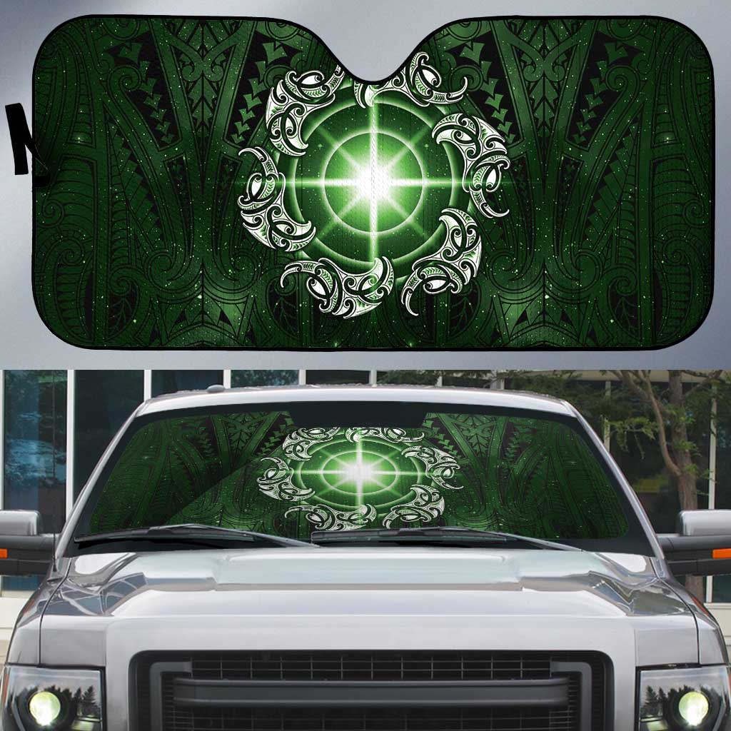 New Zealand Matariki Tupuarangi Auto Sun Shade Maori Moko Green Galaxy