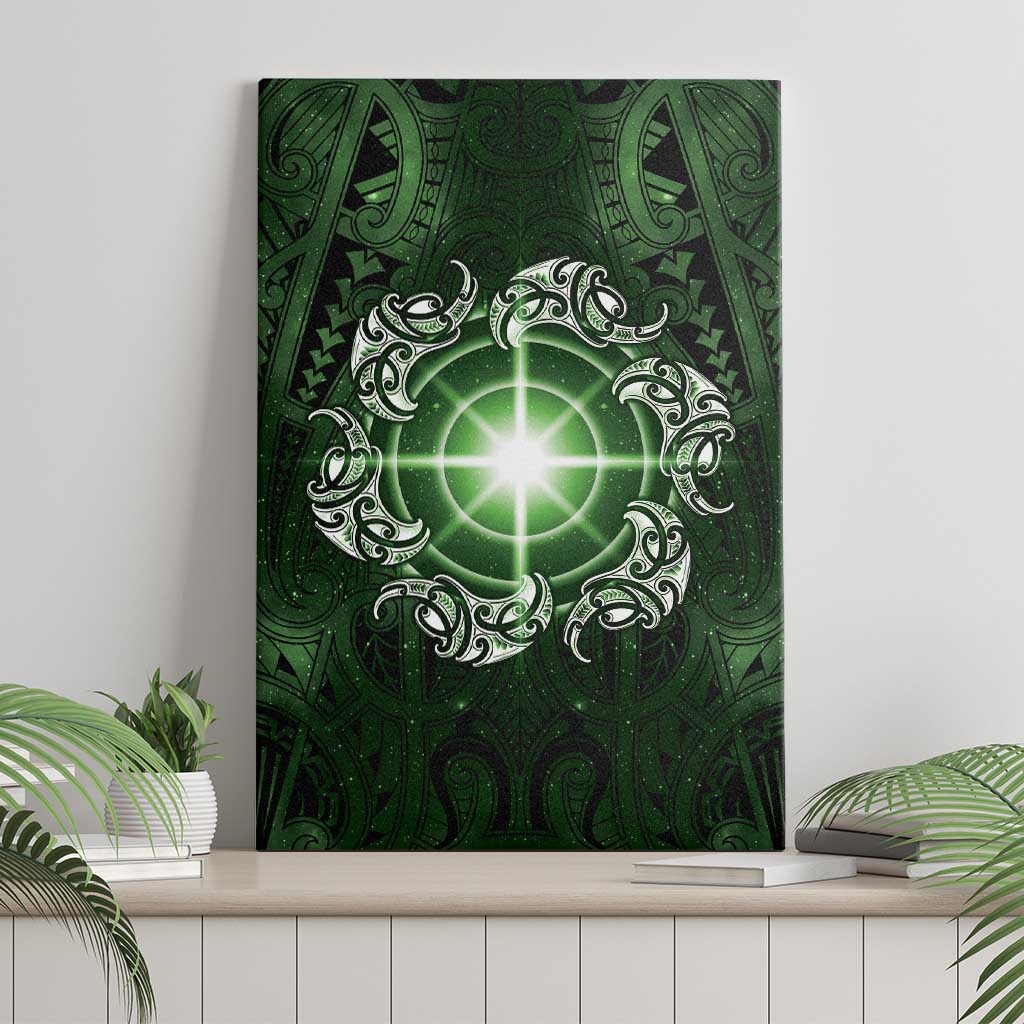 New Zealand Matariki Tupuarangi Canvas Wall Art Maori Moko Green Galaxy LT05 - Polynesian Pride