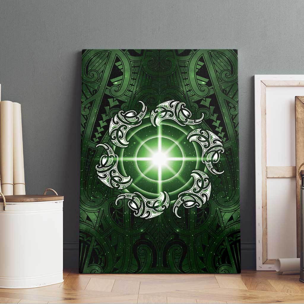 New Zealand Matariki Tupuarangi Canvas Wall Art Maori Moko Green Galaxy LT05 - Polynesian Pride