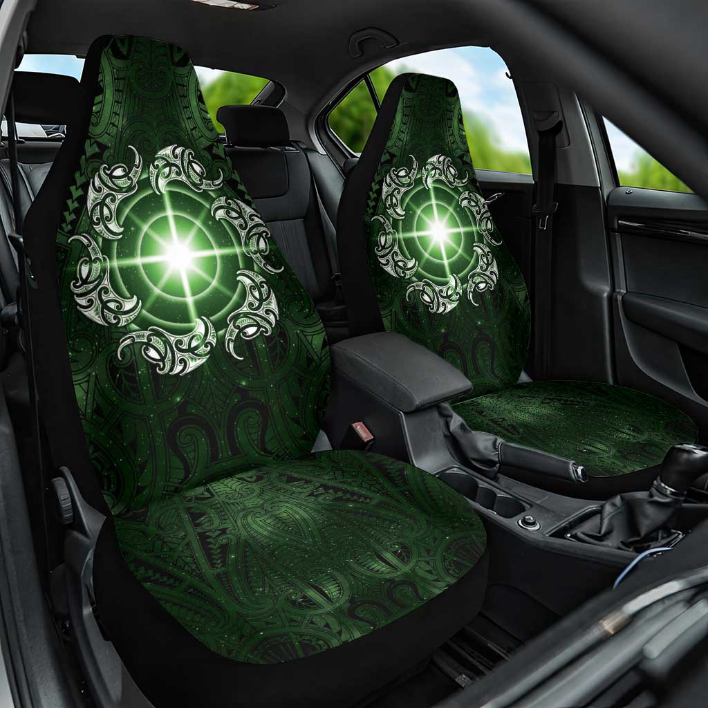 New Zealand Matariki Tupuarangi Car Seat Cover Maori Moko Green Galaxy LT05 One Size Green - Polynesian Pride