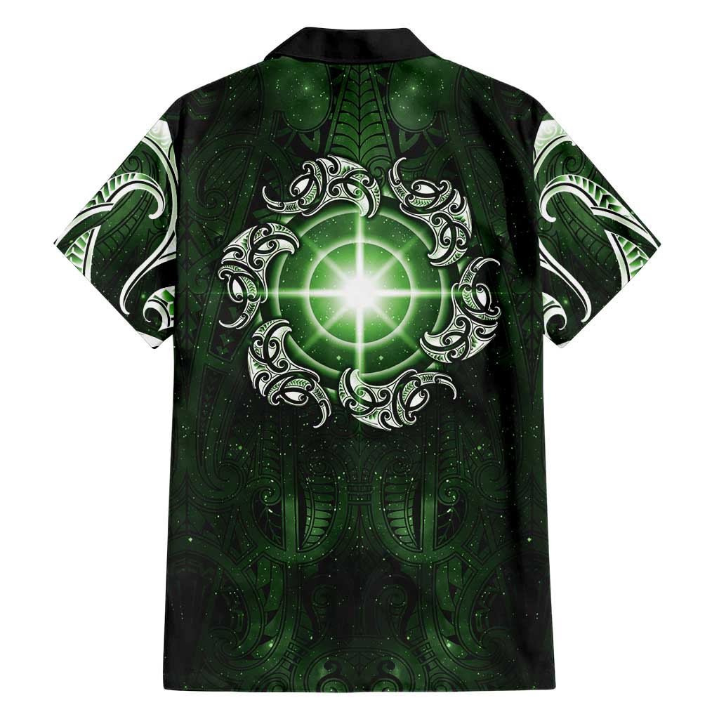 New Zealand Matariki Tupuarangi Family Matching Mermaid Dress and Hawaiian Shirt Maori Moko Green Galaxy LT05 - Polynesian Pride