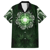 New Zealand Matariki Tupuarangi Family Matching Off The Shoulder Long Sleeve Dress and Hawaiian Shirt Maori Moko Green Galaxy LT05 Dad's Shirt - Short Sleeve Green - Polynesian Pride