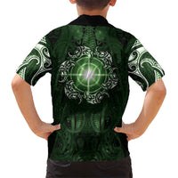 New Zealand Matariki Tupuarangi Family Matching Puletasi and Hawaiian Shirt Maori Moko Green Galaxy LT05 - Polynesian Pride