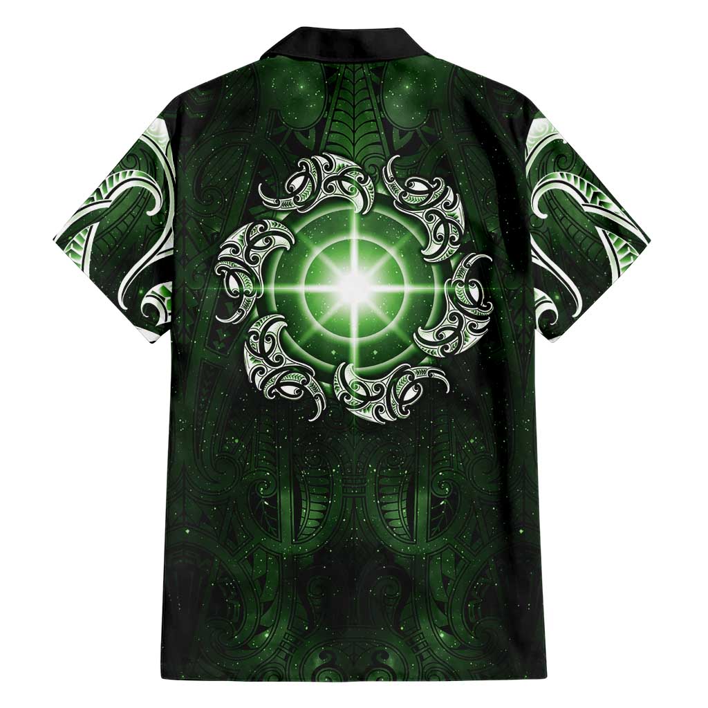 New Zealand Matariki Tupuarangi Family Matching Puletasi and Hawaiian Shirt Maori Moko Green Galaxy LT05 - Polynesian Pride