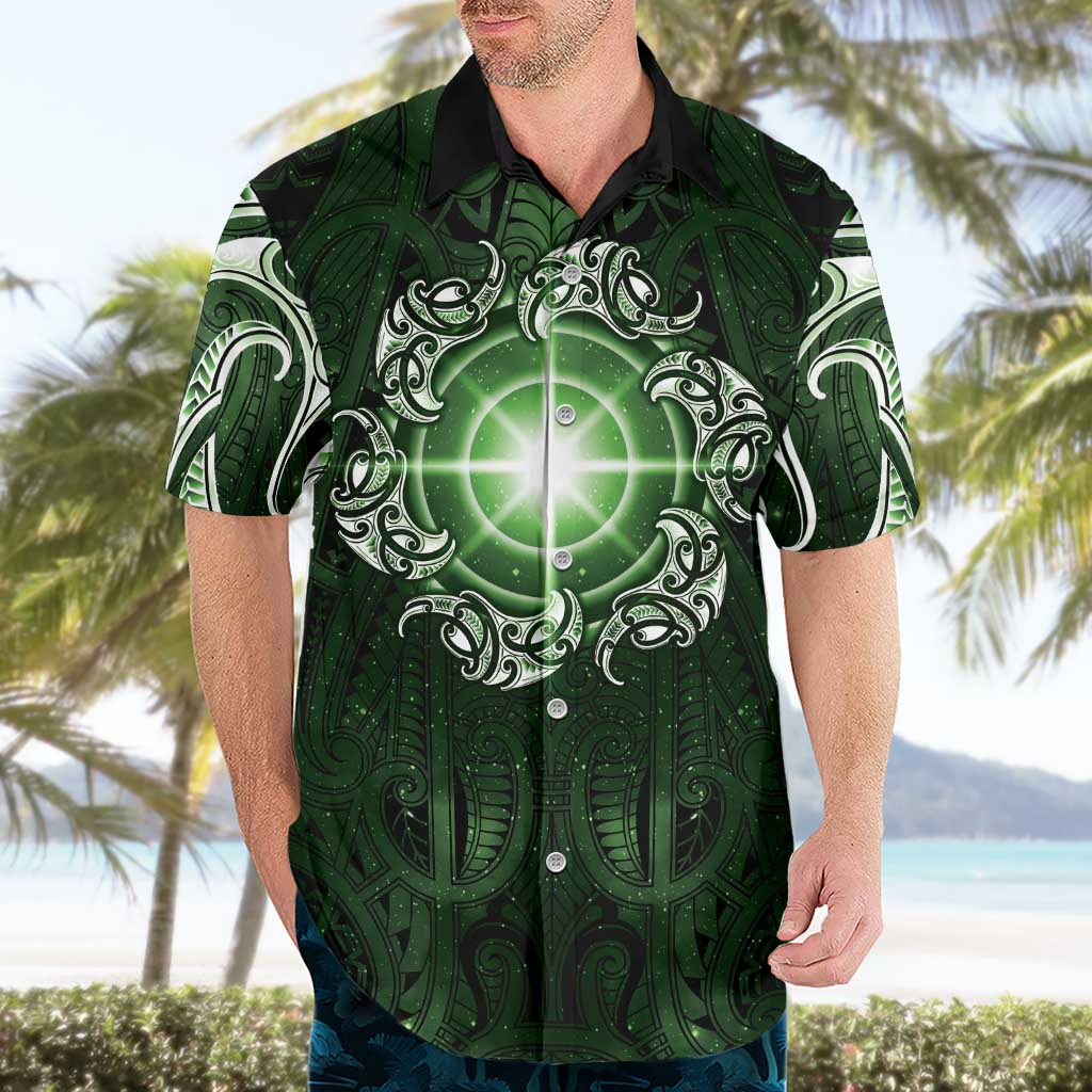 New Zealand Matariki Tupuarangi Hawaiian Shirt Maori Moko Green Galaxy LT05 - Polynesian Pride
