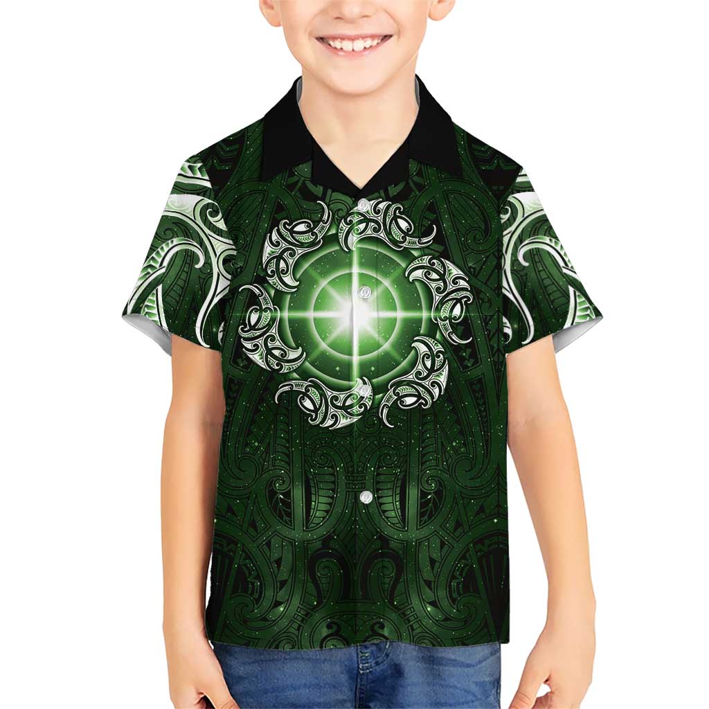 New Zealand Matariki Tupuarangi Hawaiian Shirt Maori Moko Green Galaxy LT05 - Polynesian Pride
