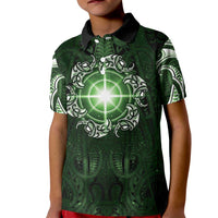 New Zealand Matariki Tupuarangi Kid Polo Shirt Maori Moko Green Galaxy LT05 Kid Green - Polynesian Pride