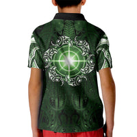 New Zealand Matariki Tupuarangi Kid Polo Shirt Maori Moko Green Galaxy LT05 - Polynesian Pride