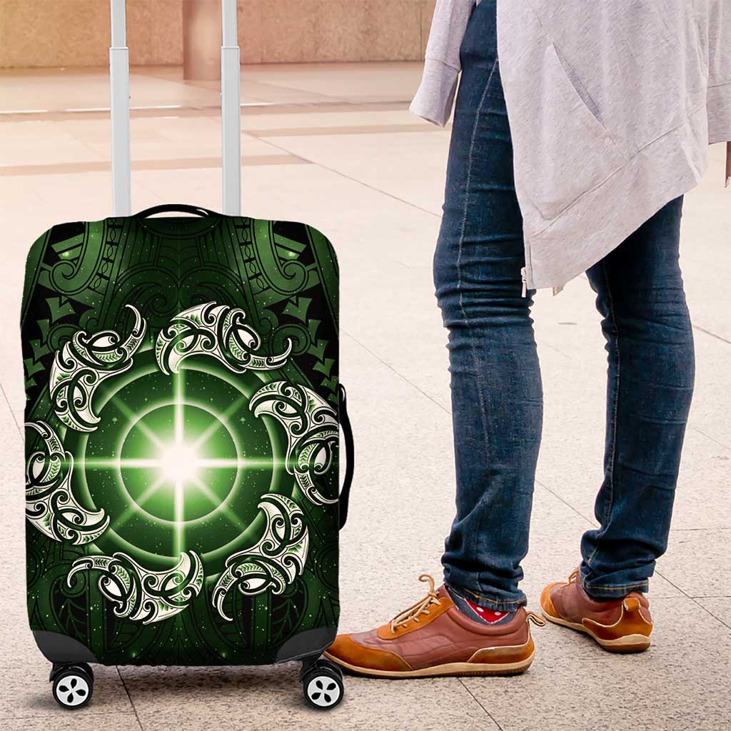 New Zealand Matariki Tupuarangi Luggage Cover Maori Moko Green Galaxy LT05 Green - Polynesian Pride