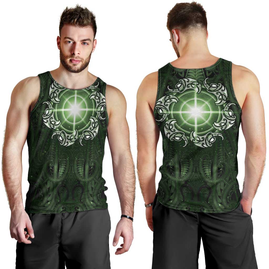 New Zealand Matariki Tupuarangi Men Tank Top Maori Moko Green Galaxy LT05 - Polynesian Pride
