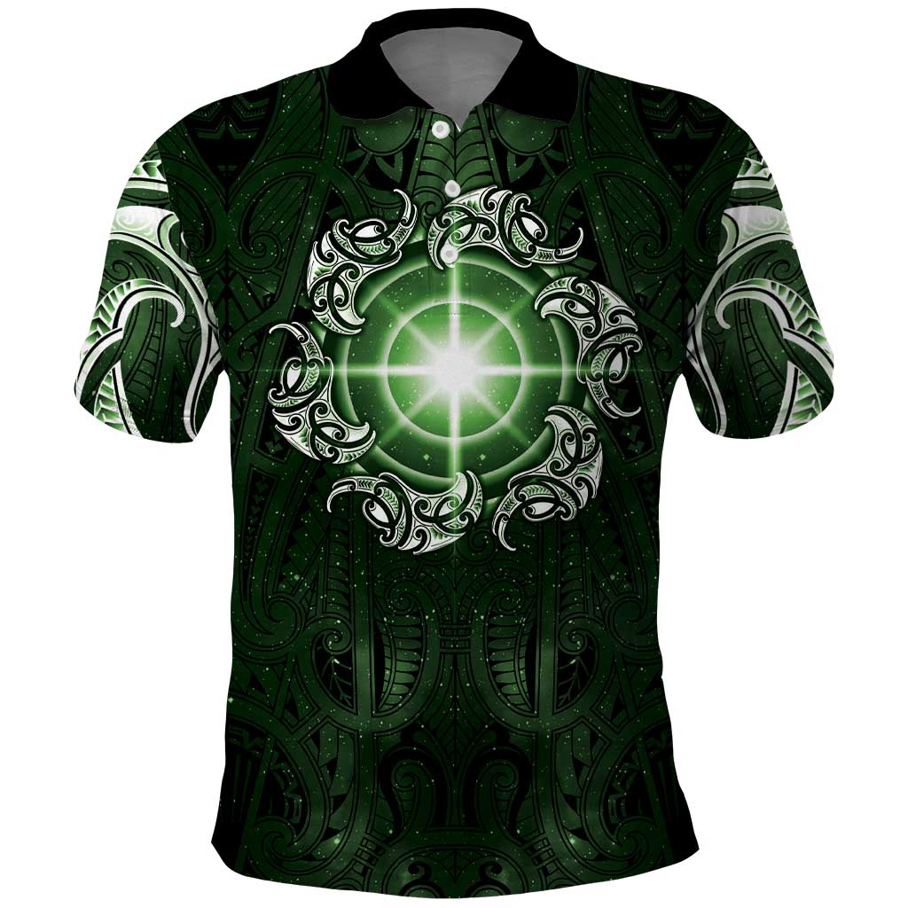 New Zealand Matariki Tupuarangi Polo Shirt Maori Moko Green Galaxy LT05 Green - Polynesian Pride