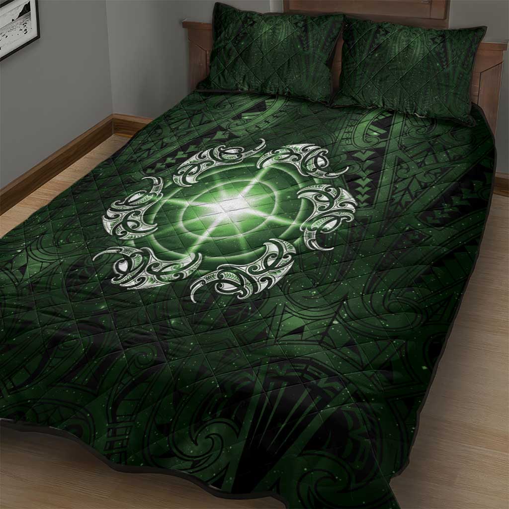 New Zealand Matariki Tupuarangi Quilt Bed Set Maori Moko Green Galaxy LT05 - Polynesian Pride