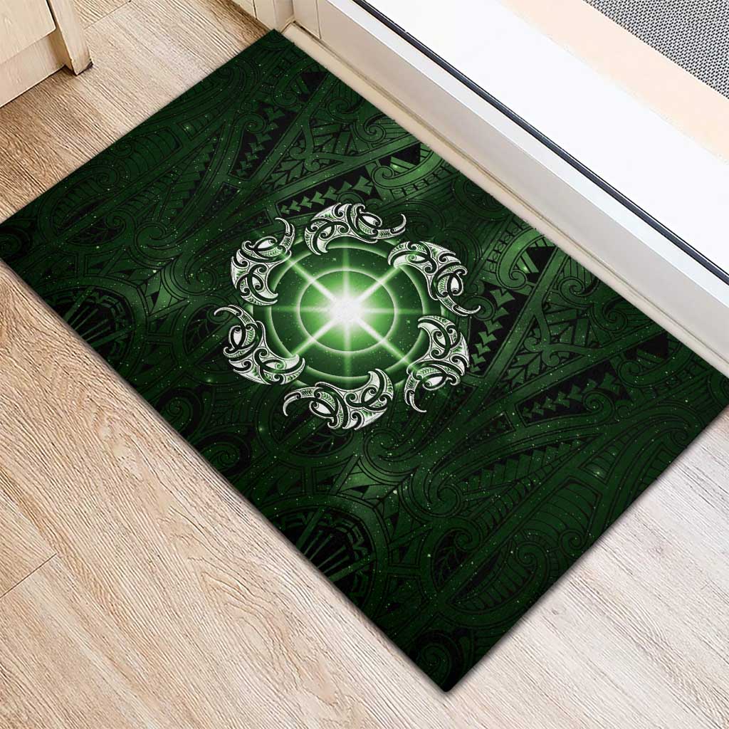 New Zealand Matariki Tupuarangi Rubber Doormat Maori Moko Green Galaxy LT05 - Polynesian Pride