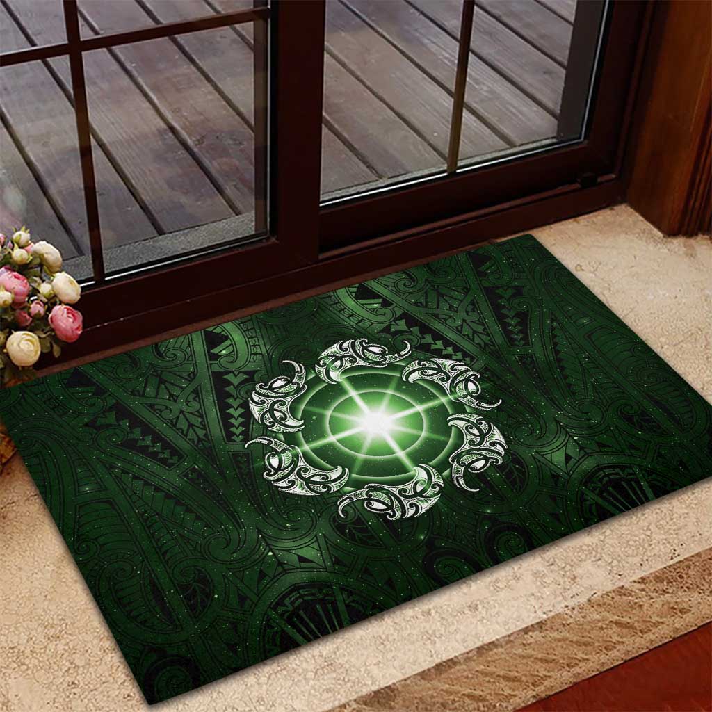 New Zealand Matariki Tupuarangi Rubber Doormat Maori Moko Green Galaxy LT05 - Polynesian Pride
