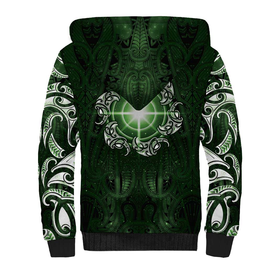 New Zealand Matariki Tupuarangi Sherpa Hoodie Maori Moko Green Galaxy