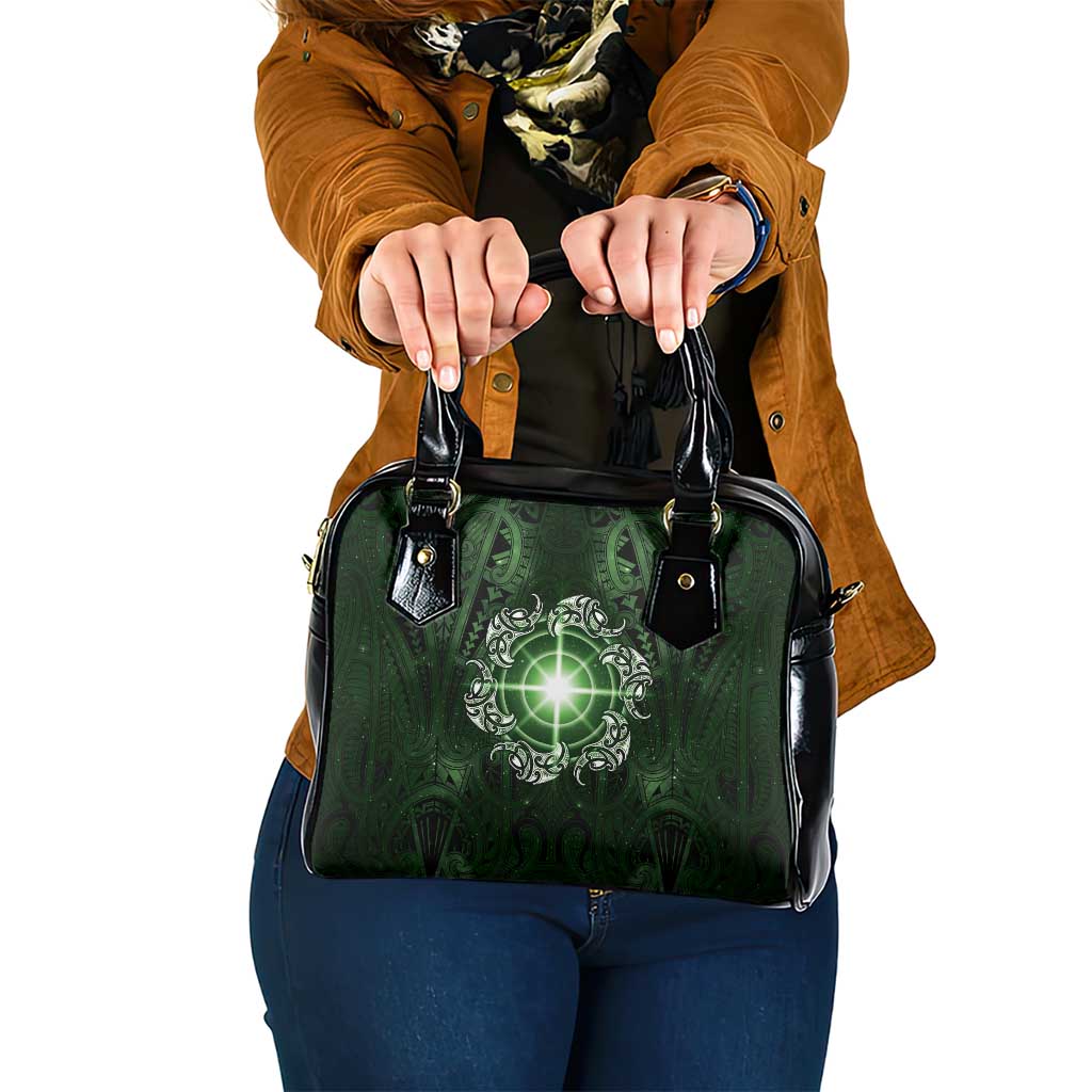 New Zealand Matariki Tupuarangi Shoulder Handbag Maori Moko Green Galaxy LT05 One Size Green - Polynesian Pride