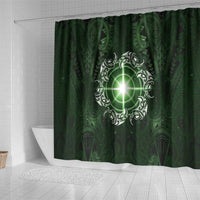 New Zealand Matariki Tupuarangi Shower Curtain Maori Moko Green Galaxy LT05 - Polynesian Pride