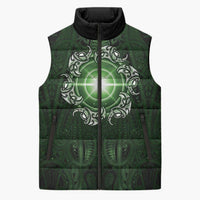 New Zealand Matariki Tupuarangi Sleeveless Puffer Jacket Maori Moko Green Galaxy LT05 Unisex Green - Polynesian Pride