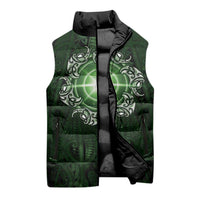 New Zealand Matariki Tupuarangi Sleeveless Puffer Jacket Maori Moko Green Galaxy LT05 - Polynesian Pride