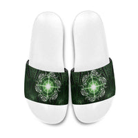 New Zealand Matariki Tupuarangi Slide Sandals Maori Moko Green Galaxy LT05 Green - Polynesian Pride