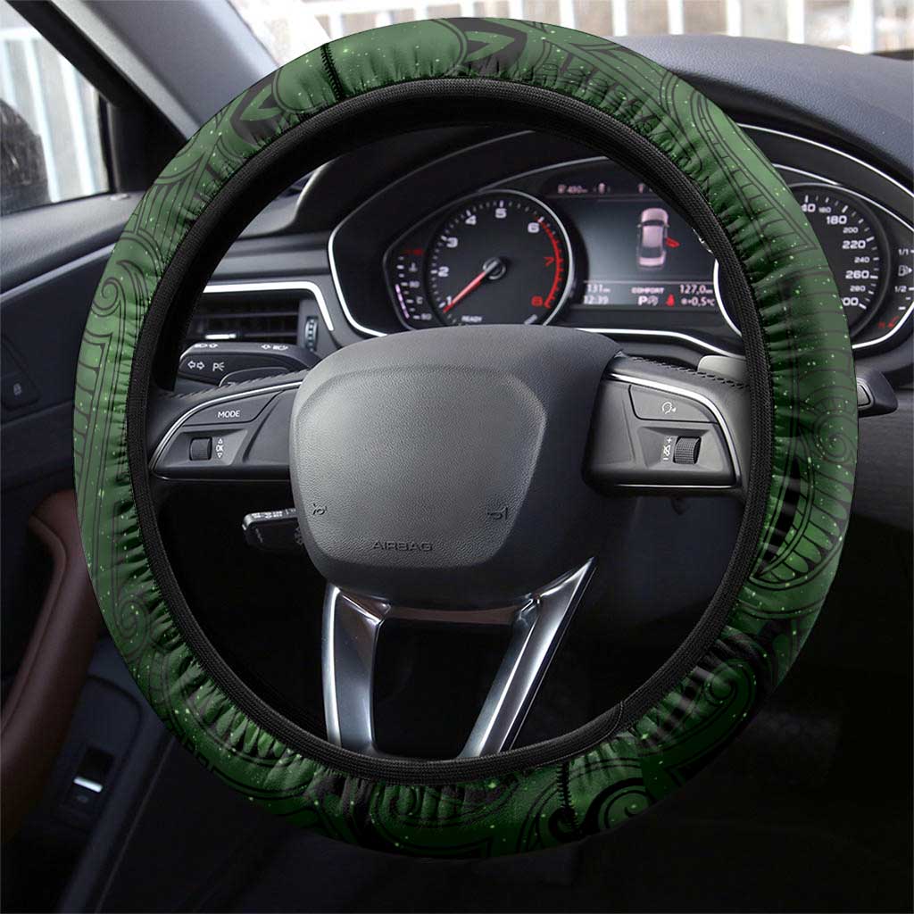 New Zealand Matariki Tupuarangi Steering Wheel Cover Maori Moko Green Galaxy LT05 - Polynesian Pride