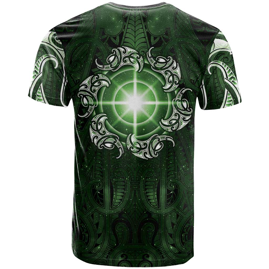 New Zealand Matariki Tupuarangi T Shirt Maori Moko Green Galaxy LT05 - Polynesian Pride